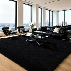 HOMORE vue avant du tapis noir offrant confort visuel