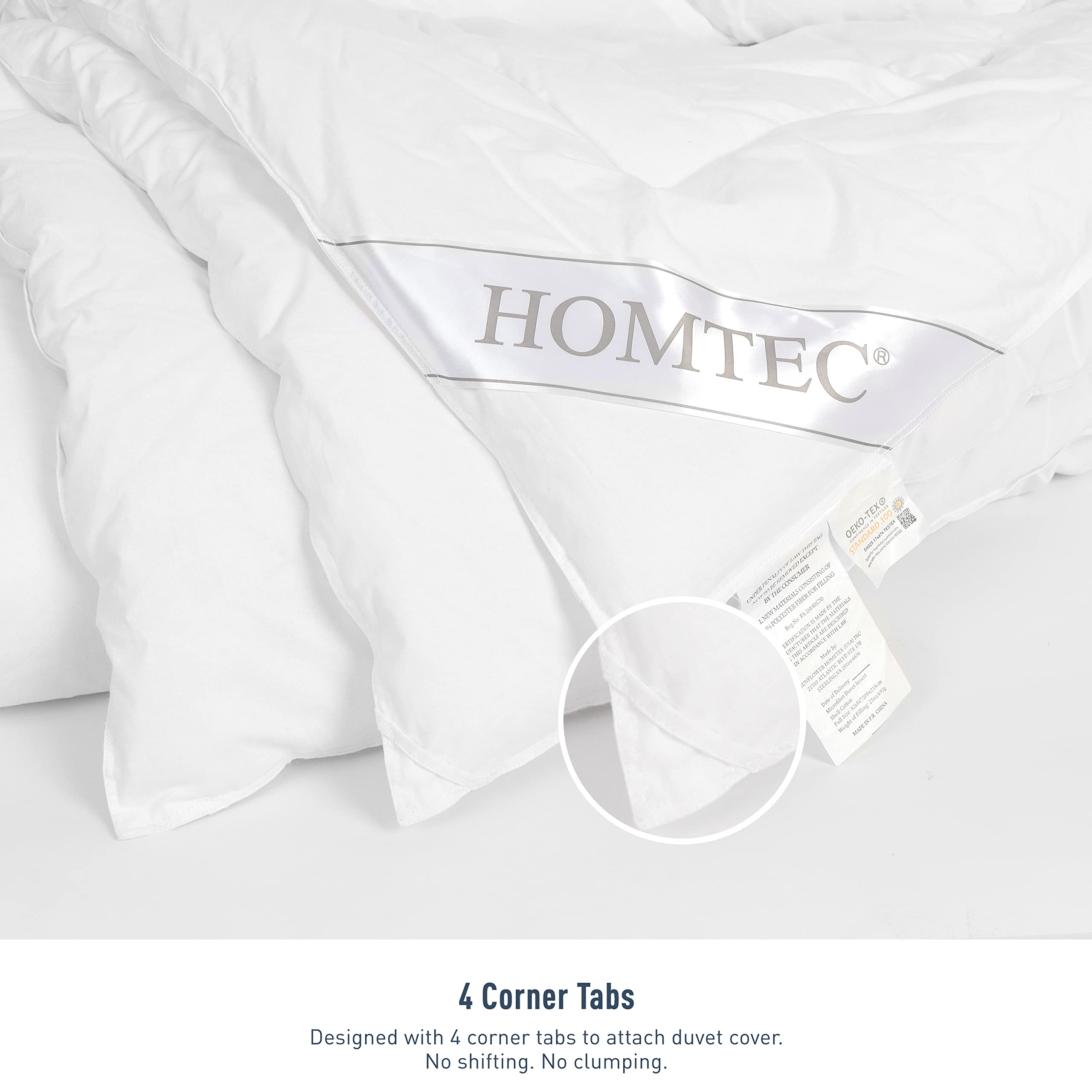 HOMTEC couette à l'échelle sur lit, montre dimensions Full