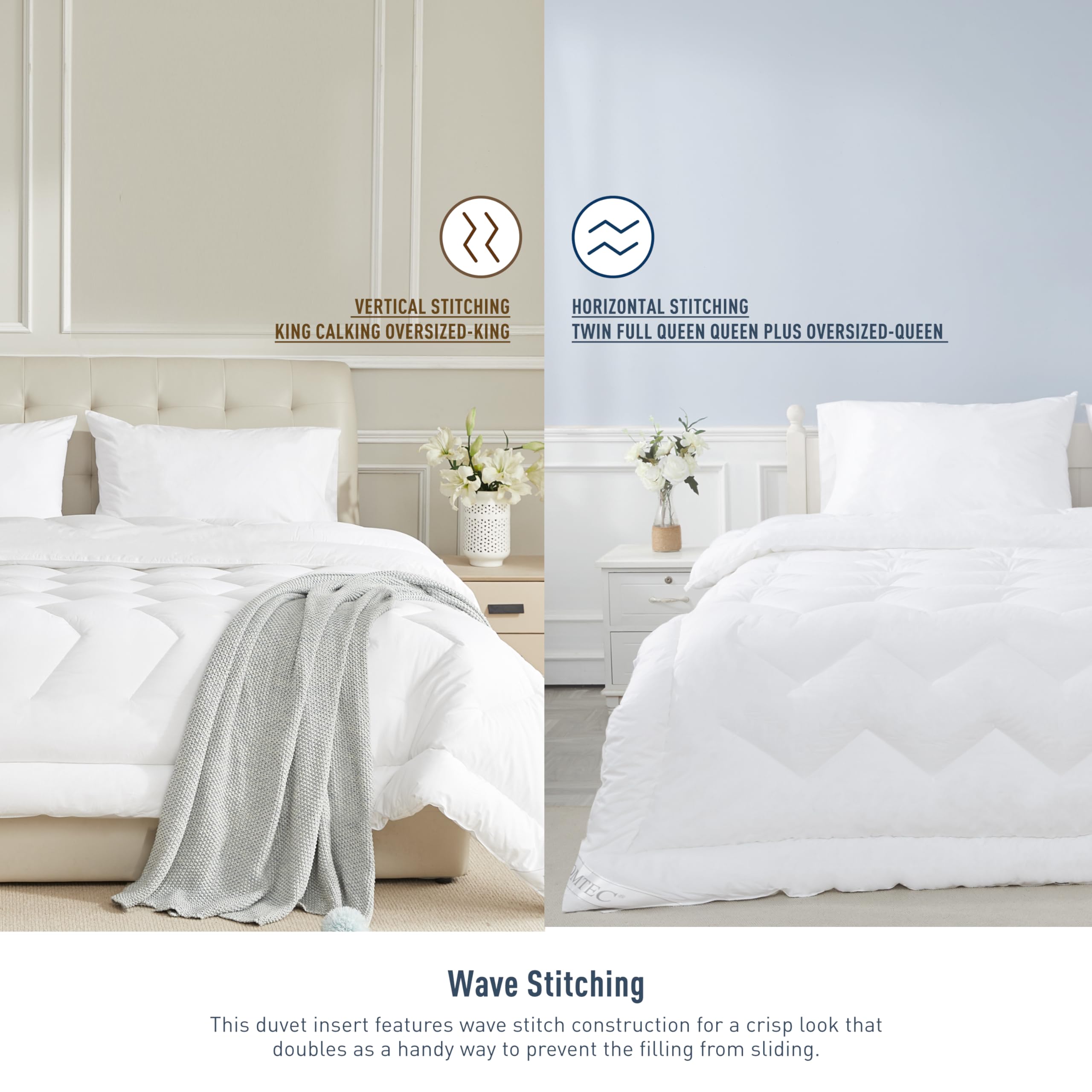 HOMTEC couette sur lit moderne, apparence soignée et accueillante