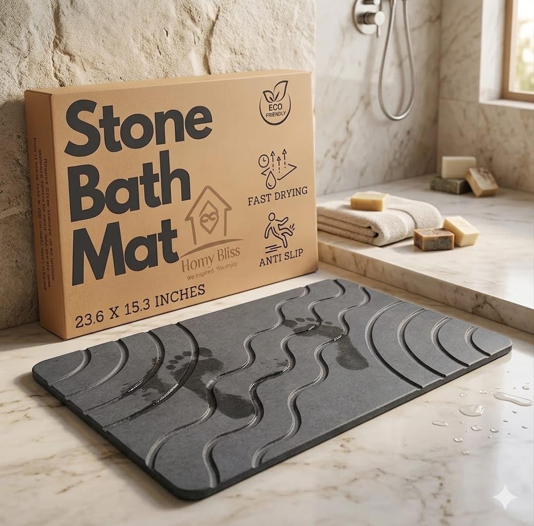 HOMY BLISS face avant du tapis de bain gris foncé, absorption rapide