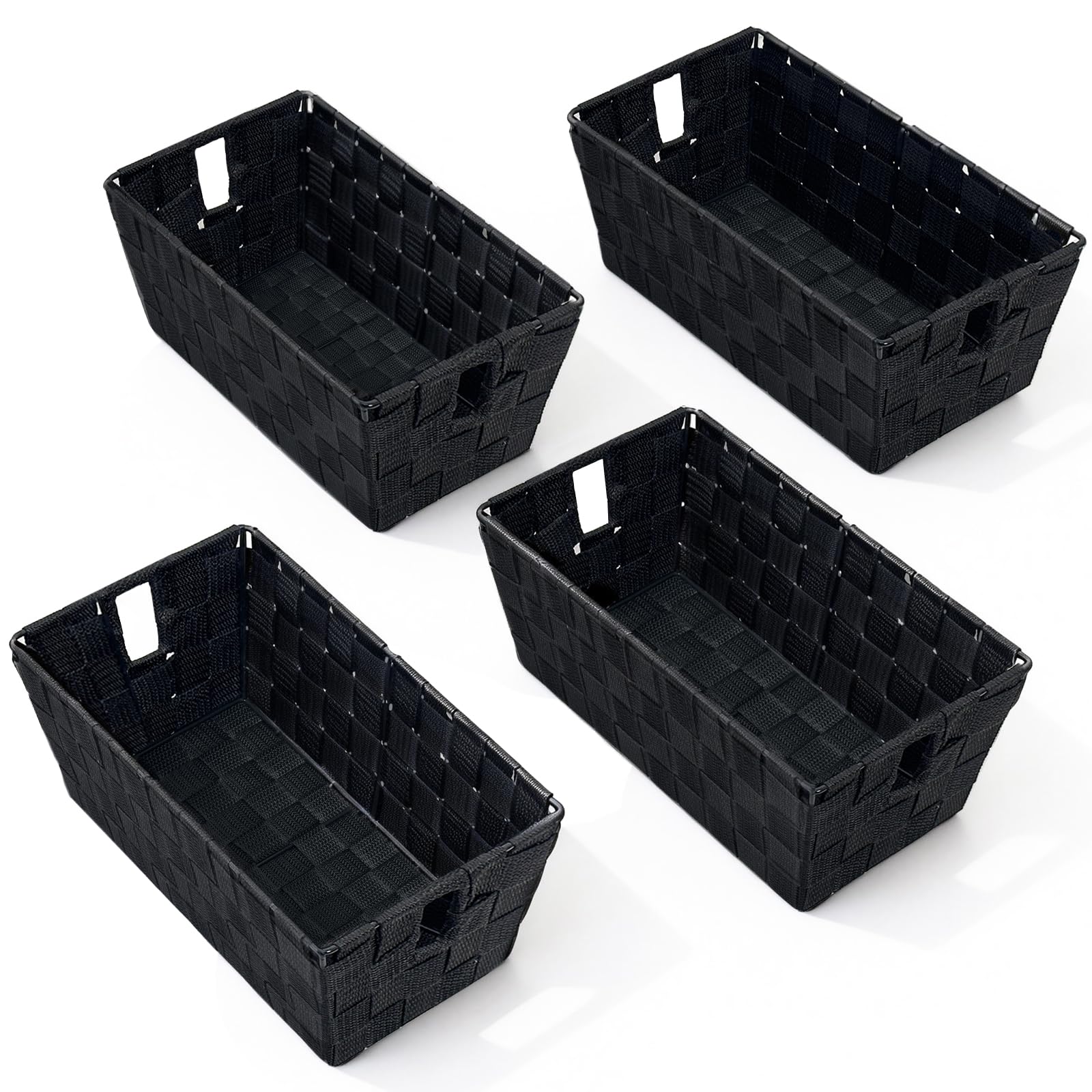homyfort lot de quatre paniers noirs montrant ensemble rangement durable