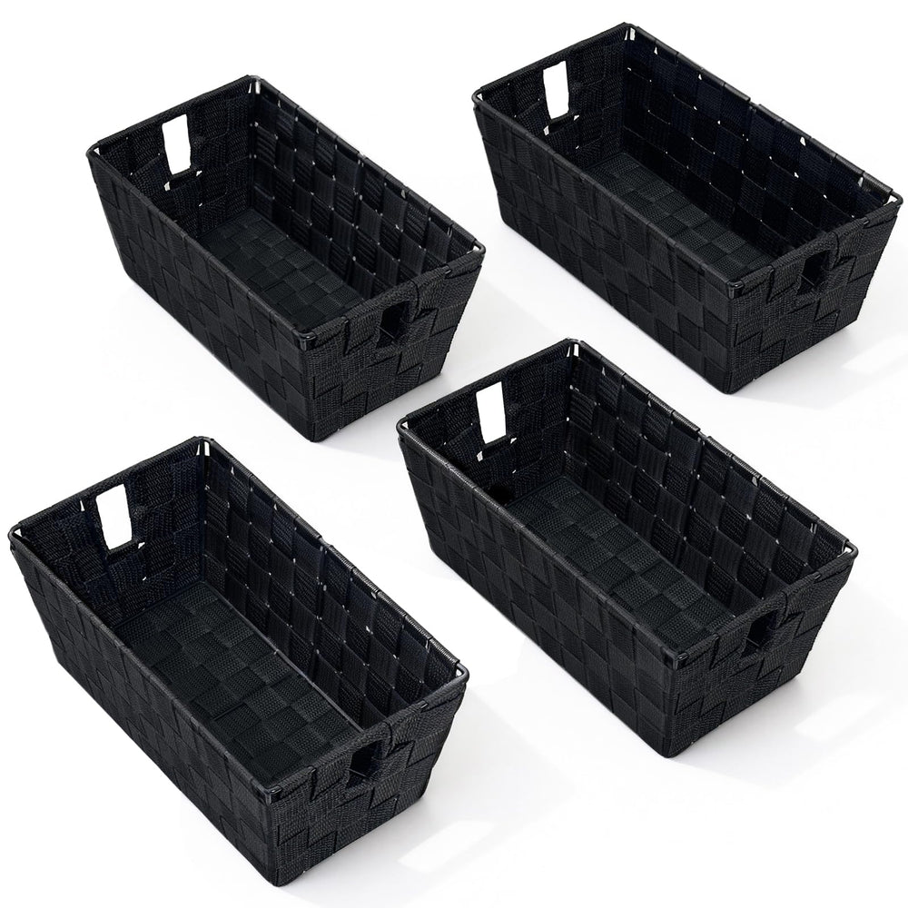 homyfort lot de quatre paniers noirs montrant ensemble rangement durable
