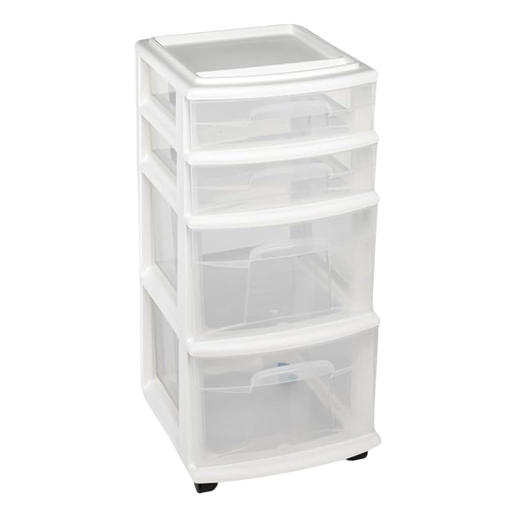 HOMZ chariot blanc vue de face montrant design compact et gain d'espace