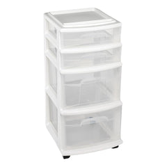 HOMZ chariot blanc vue de face montrant design compact et gain d'espace