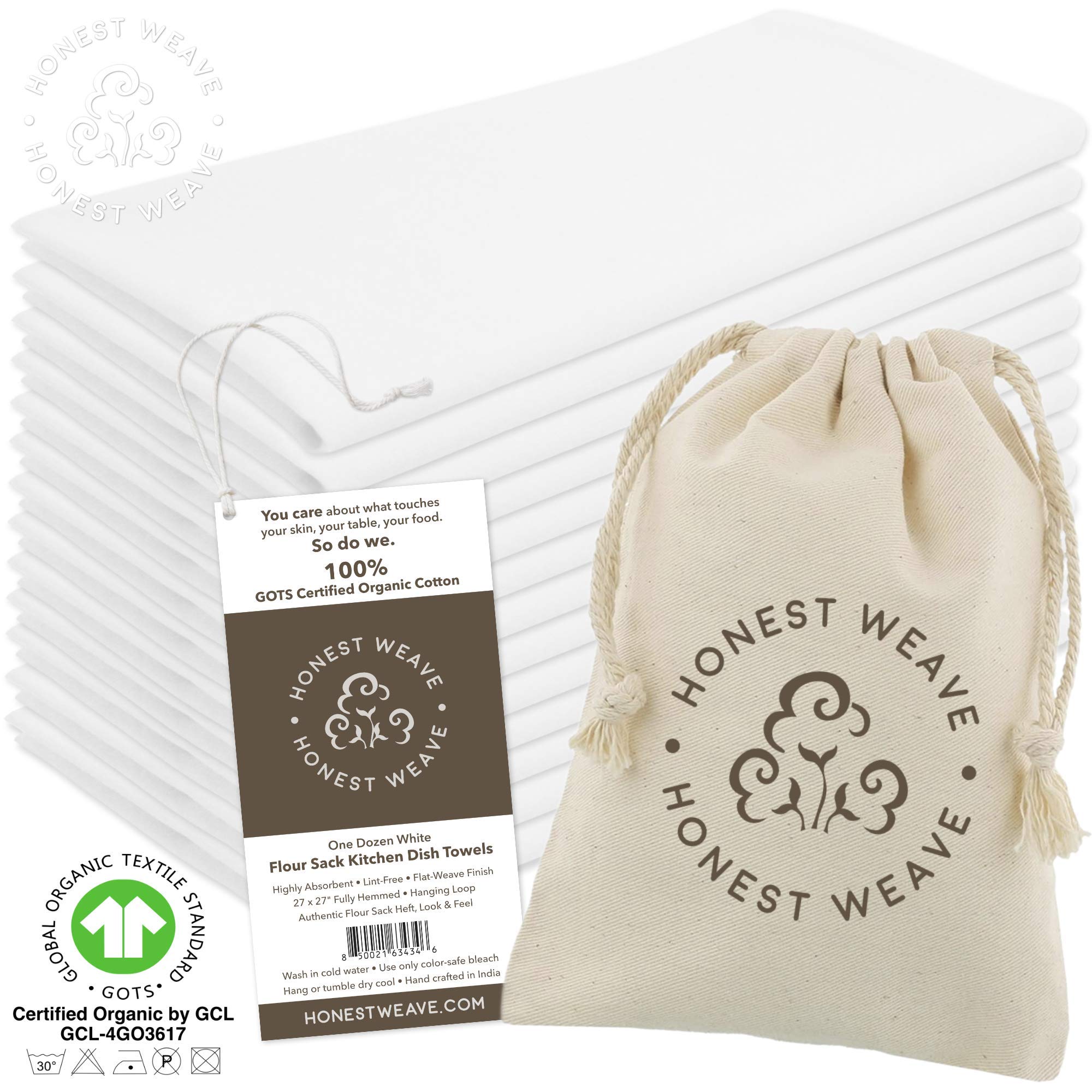 HONEST WEAVE gros plan du tissu coton bio montrant la texture absorbante