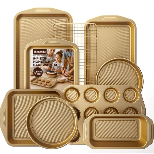 HONGBAKE vue ensemble du coffret 9 pièces pratique pour cuisson polyvalente