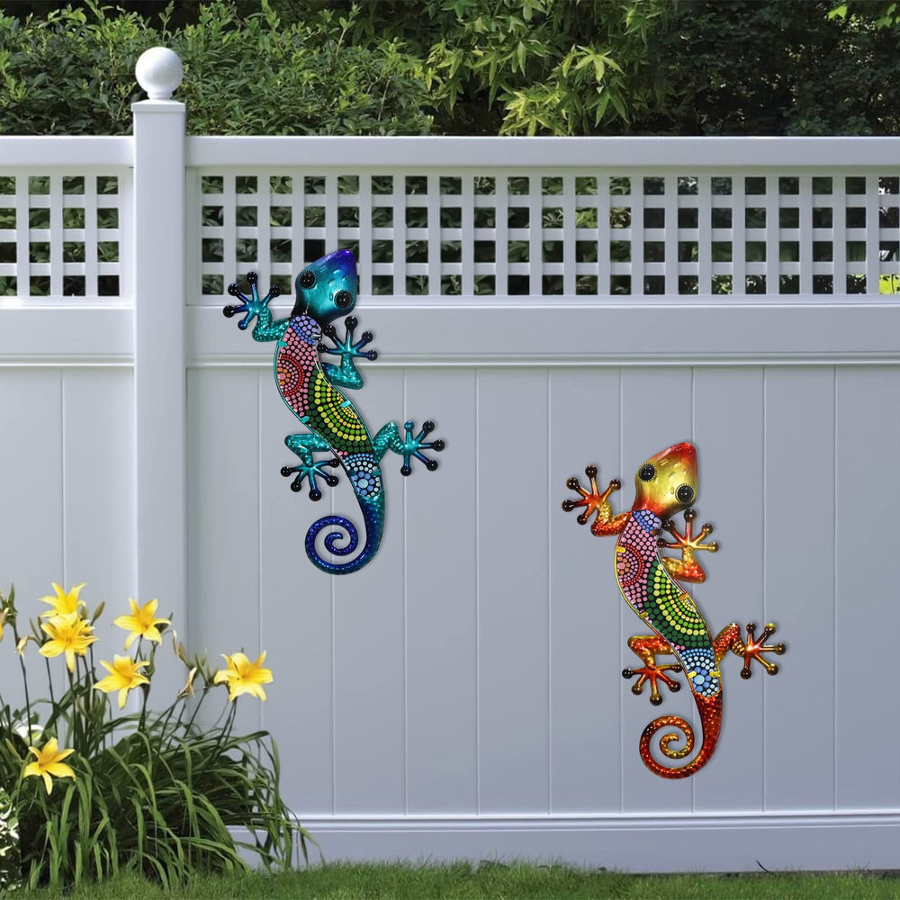 HONGLAND ensemble des deux geckos présenté sur mur pour composition décorative