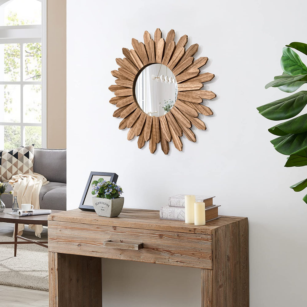 Honiway miroir accroché au-dessus d'un canapé pour ambiance salon chaleureuse