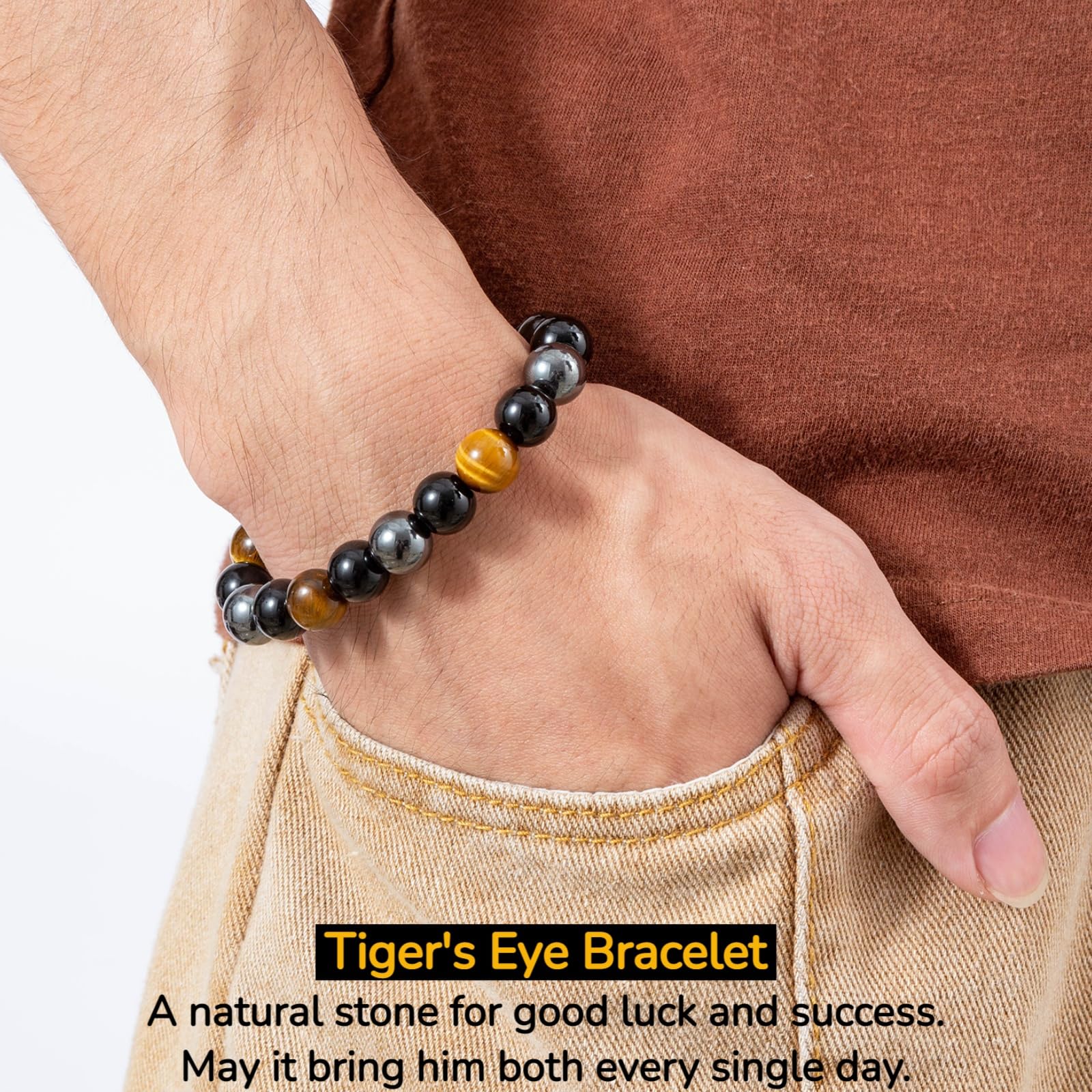 Honxicur bracelet perles naturelles, style discret et sensation apaisante