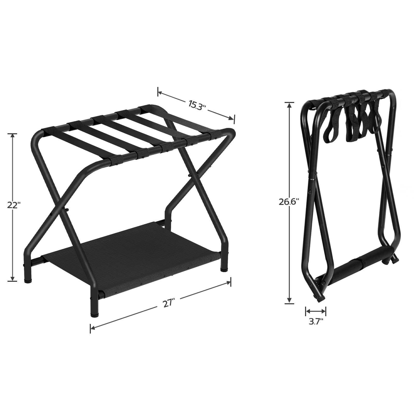HOOBRO vue cotes montrant dimensions 27 x 15,3 x 22 pouces