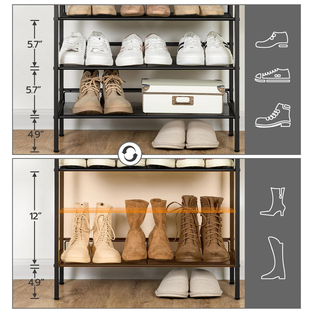 HOOBRO étagère remplie de chaussures illustrant organisation pour 16–20 paires