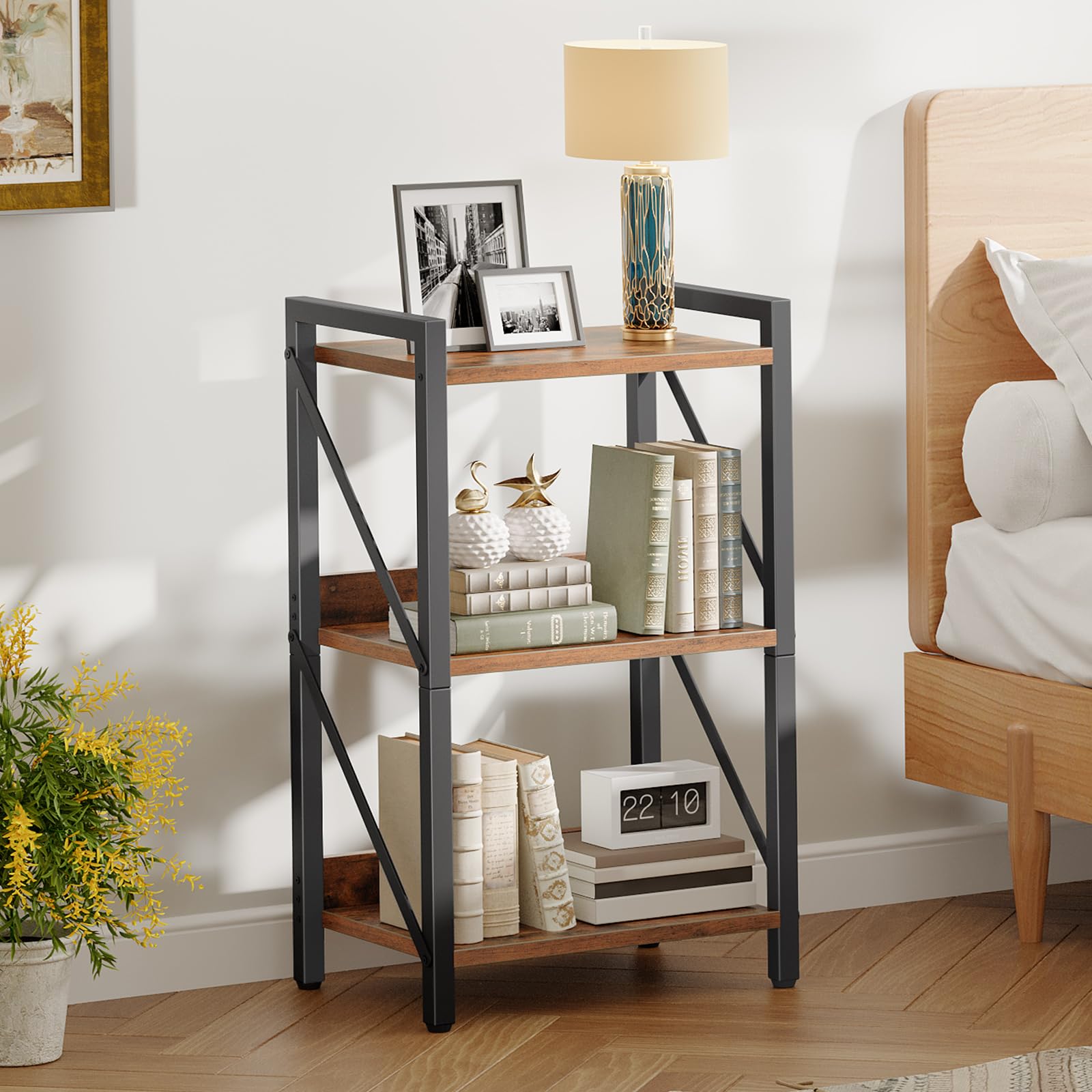 HOOBRO étagère avec livres et plantes montrant organisation pratique