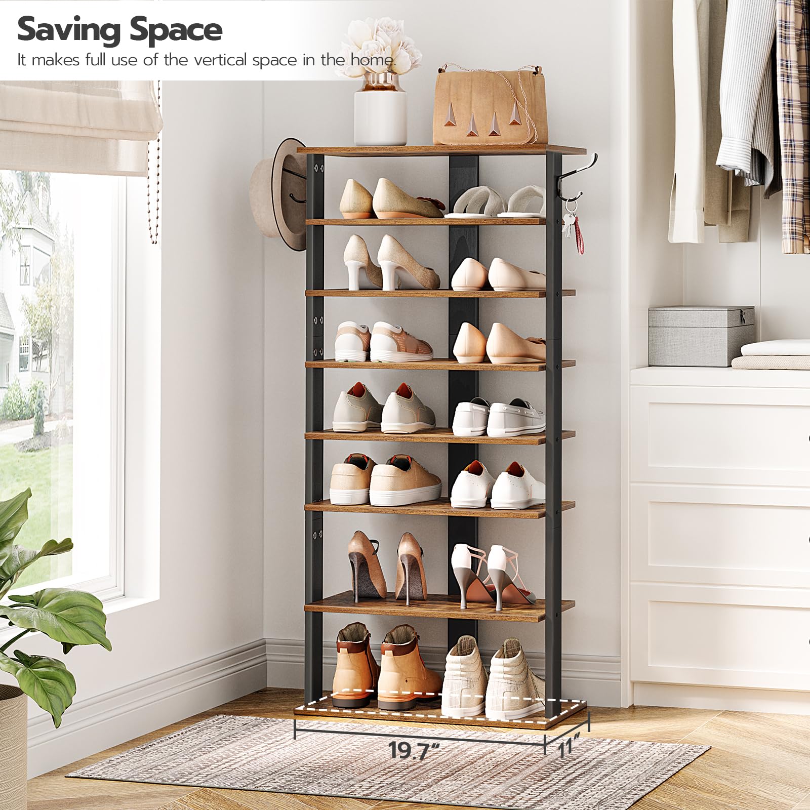 HOOBRO gros plan texture bois etagere montrant durabilité esthétique