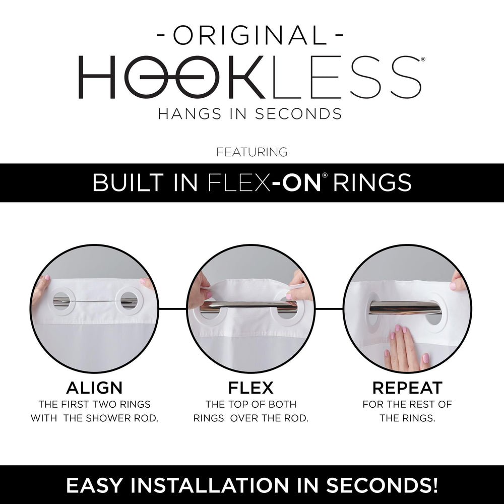Hookless anneaux Flex-On intégrés facilitant une installation sans crochets