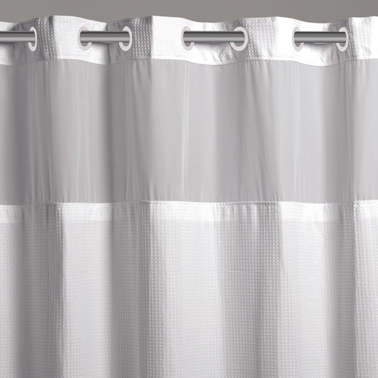 Hookless gros plan microfibre montrant texture et répulsion d'eau durable