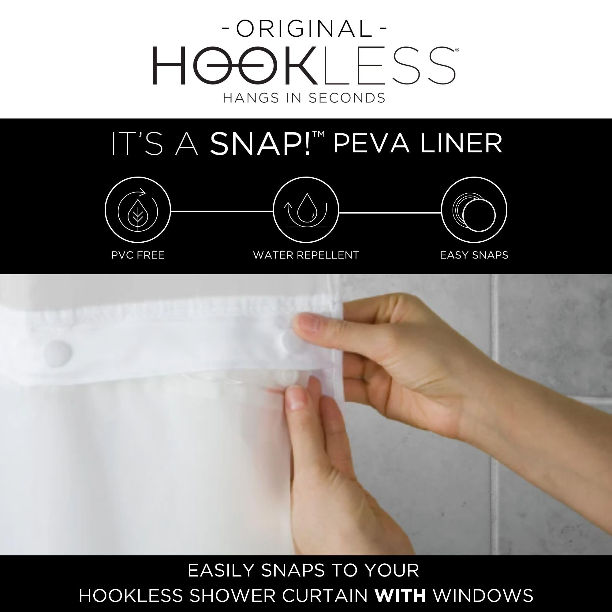 Hookless rideau installé dans salle de bain apportant style spa accueillant