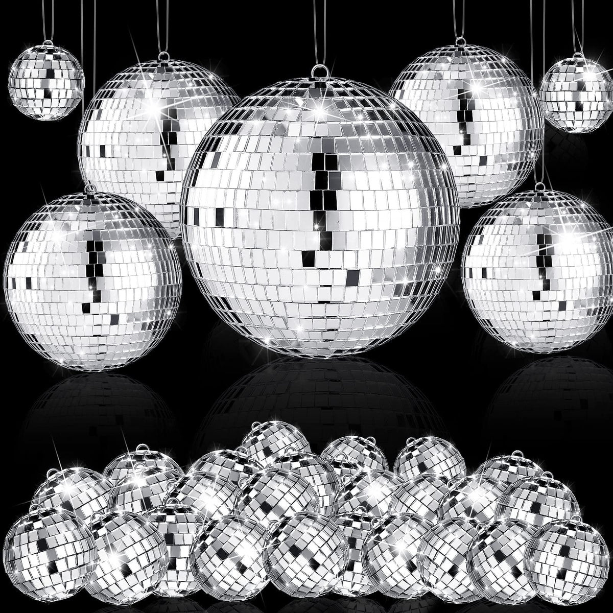 Hoolerry vue d'ensemble des 65 boules disco, crée ambiance festive