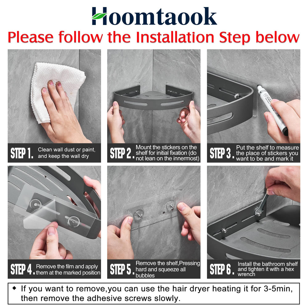 Hoomtaook pastilles adhésives transparentes montrant fixation sans perçage solide