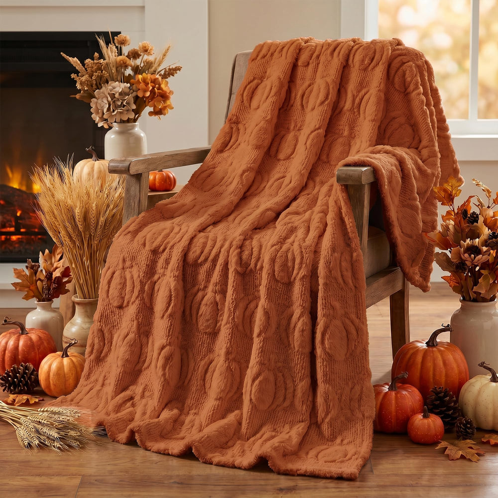 Horaldaily plaid face avant montrant couleur citrouille pour décoration chaleureuse