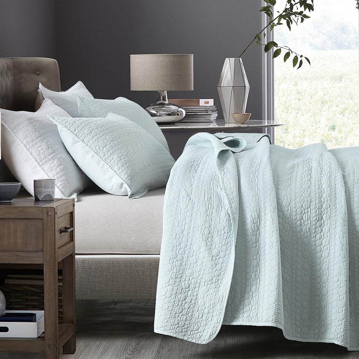 HORIMOTE HOME couverture face vue complète aqua blue, apporte élégance