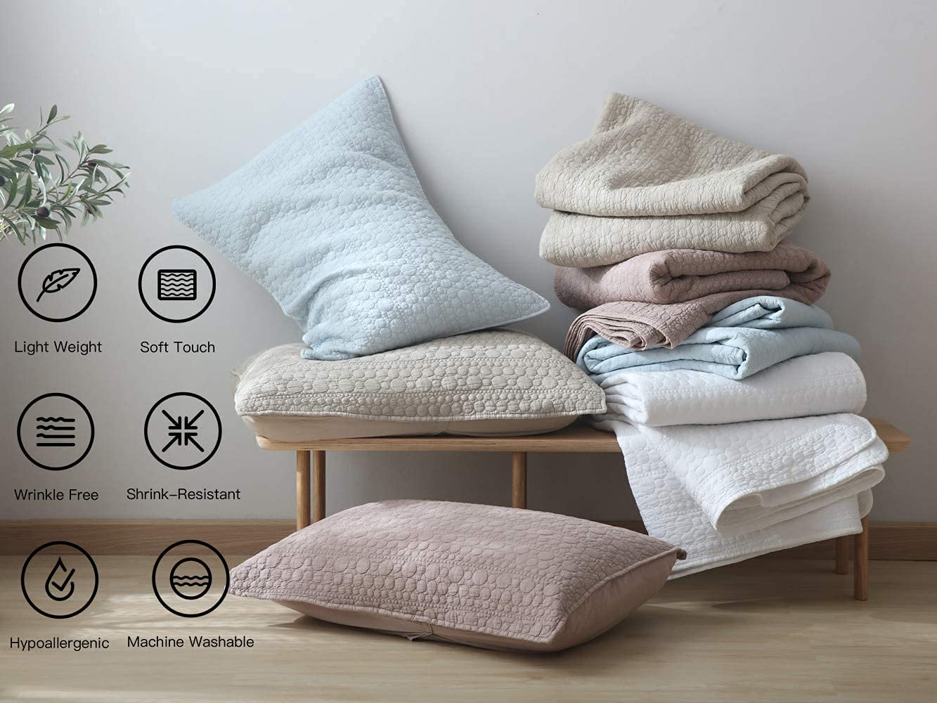 HORIMOTE HOME gros plan microfibre stone-washed montrant toucher ultra-doux