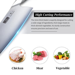 HOSHANHO cleaver en action découpant viande proprement, gain de temps en cuisine