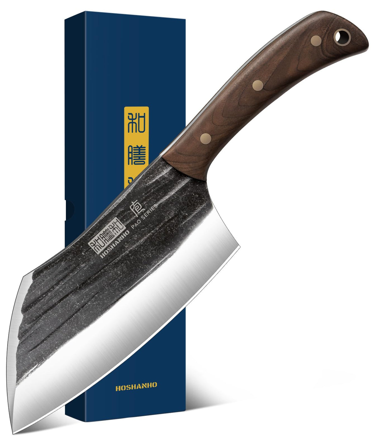 HOSHANHO vue frontale du cleaver dans son emballage pour une présentation professionnelle