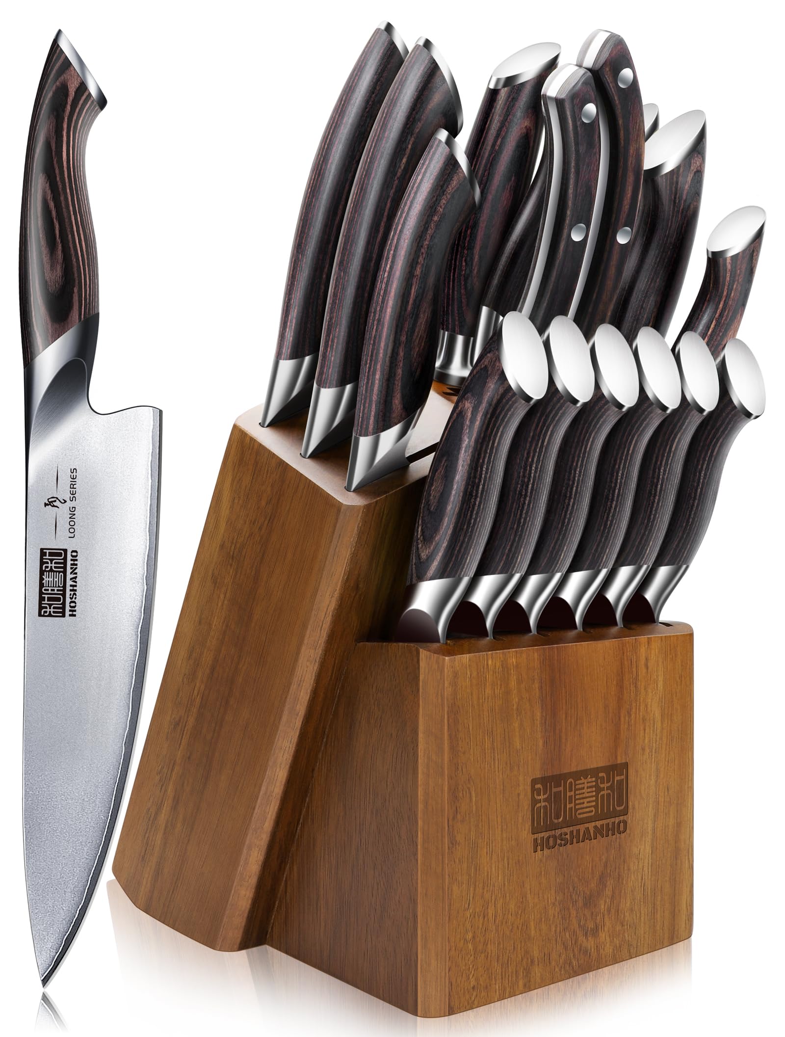 HOSHANHO coffret 16 couteaux vue avant présentation complète bénéfice organisation