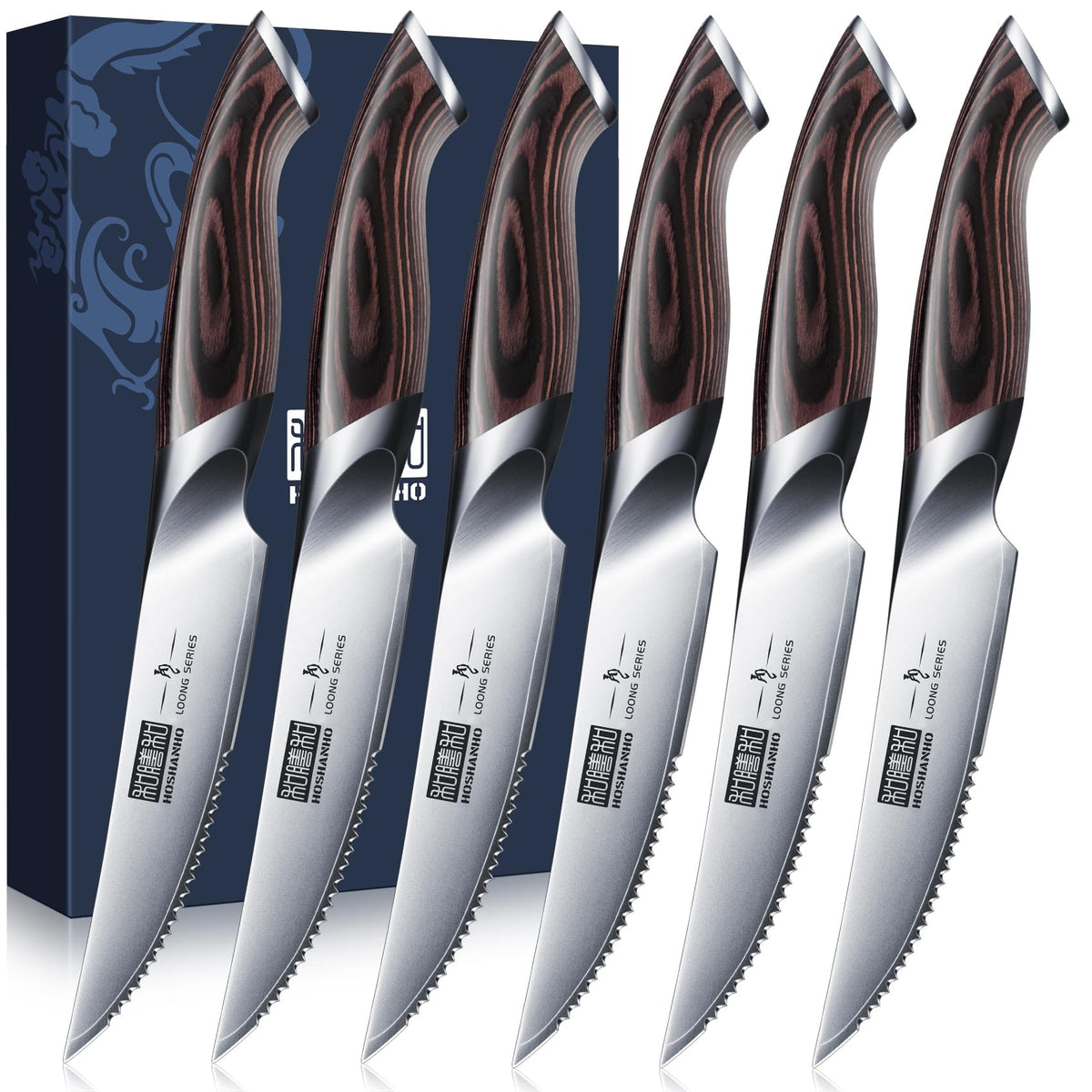 HOSHANHO ensemble de 6 couteaux à steak, design élégant et pratique