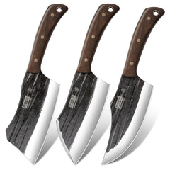 HOSHANHO ensemble face avant montrant les trois couteaux et leur polyvalence