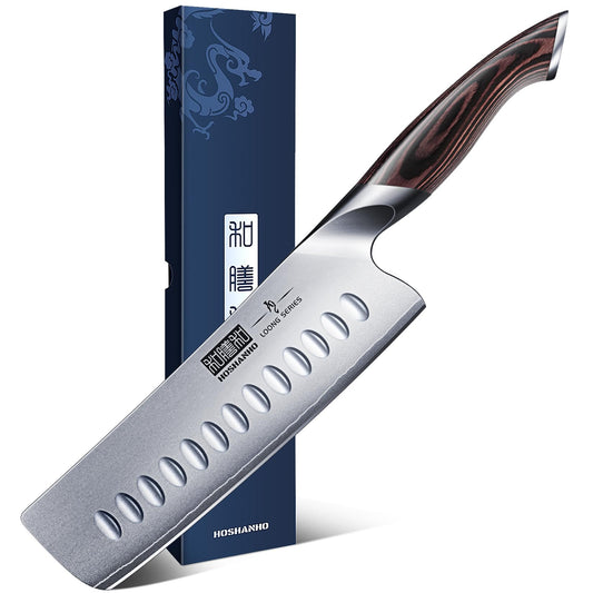 HOSHANHO vue de face du nakiri 7 pouces, coupe précise et esthétique