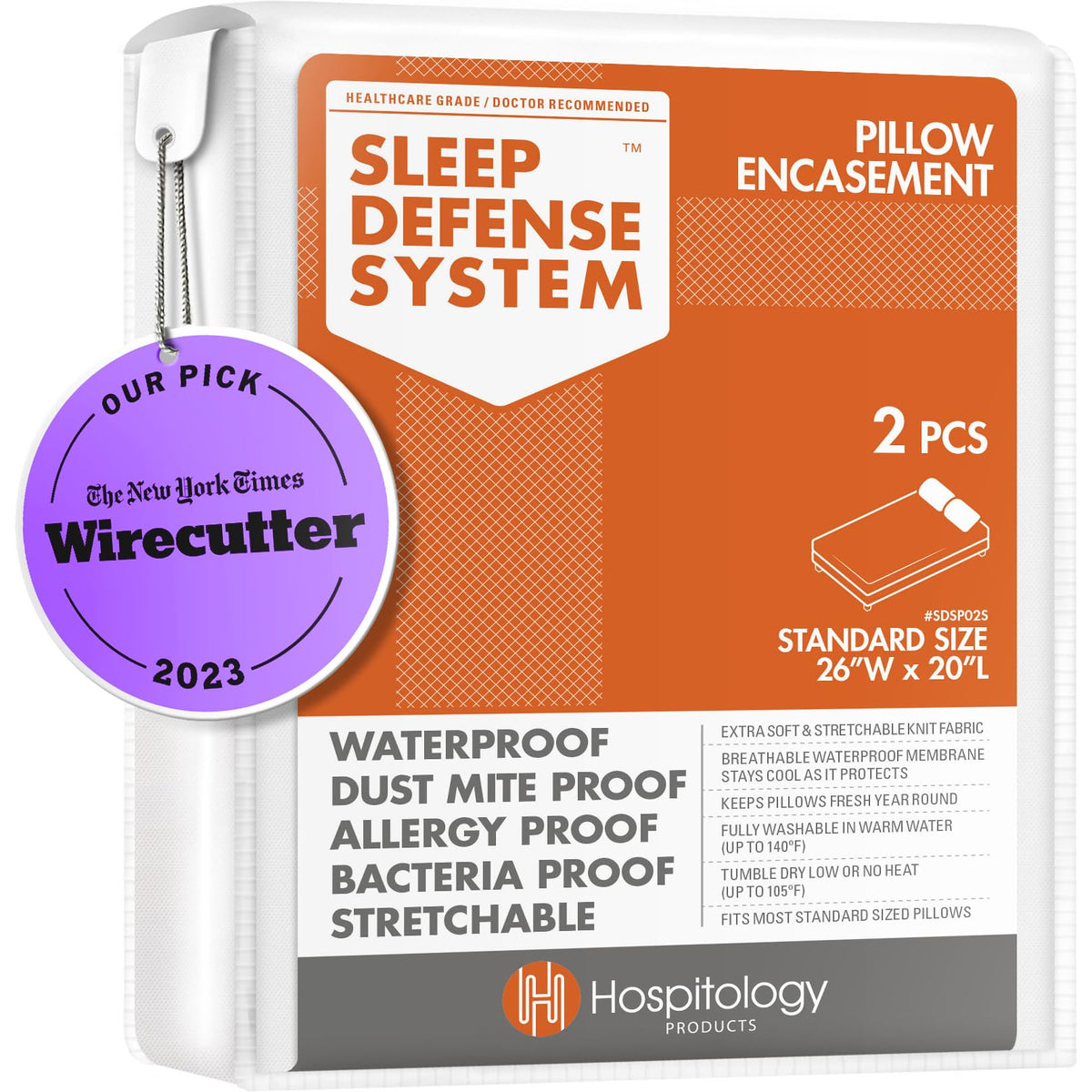 HOSPITOLOGY PRODUCTS housse d'oreiller avant montrant finition propre et protection