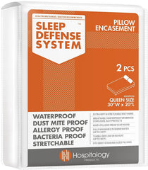 HOSPITOLOGY PRODUCTS vue avant de la housse zippée protégeant deux oreillers, protection imperméable