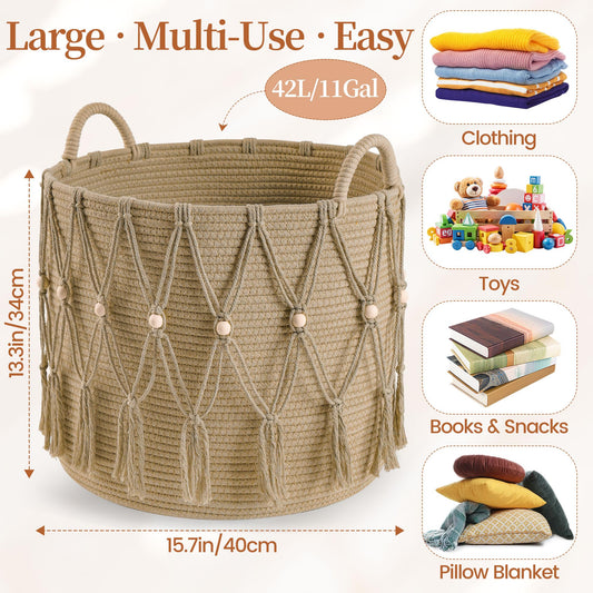 HOSROOME gros plan macramé et corde de coton détail décoratif durable
