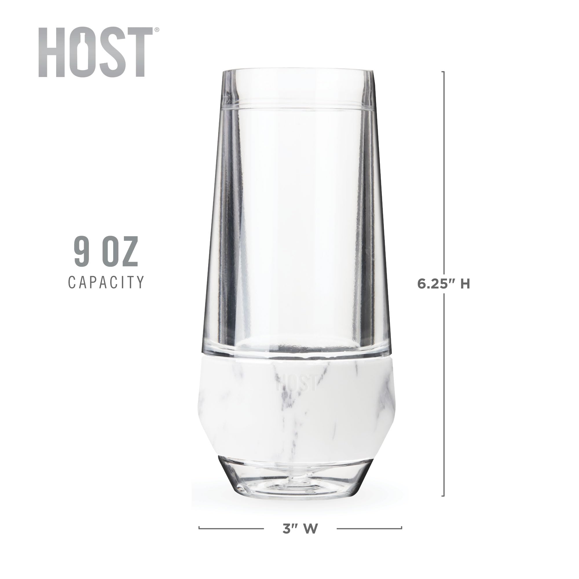 Host Freeze comparaison avec main illustrant capacité 9 oz pratique