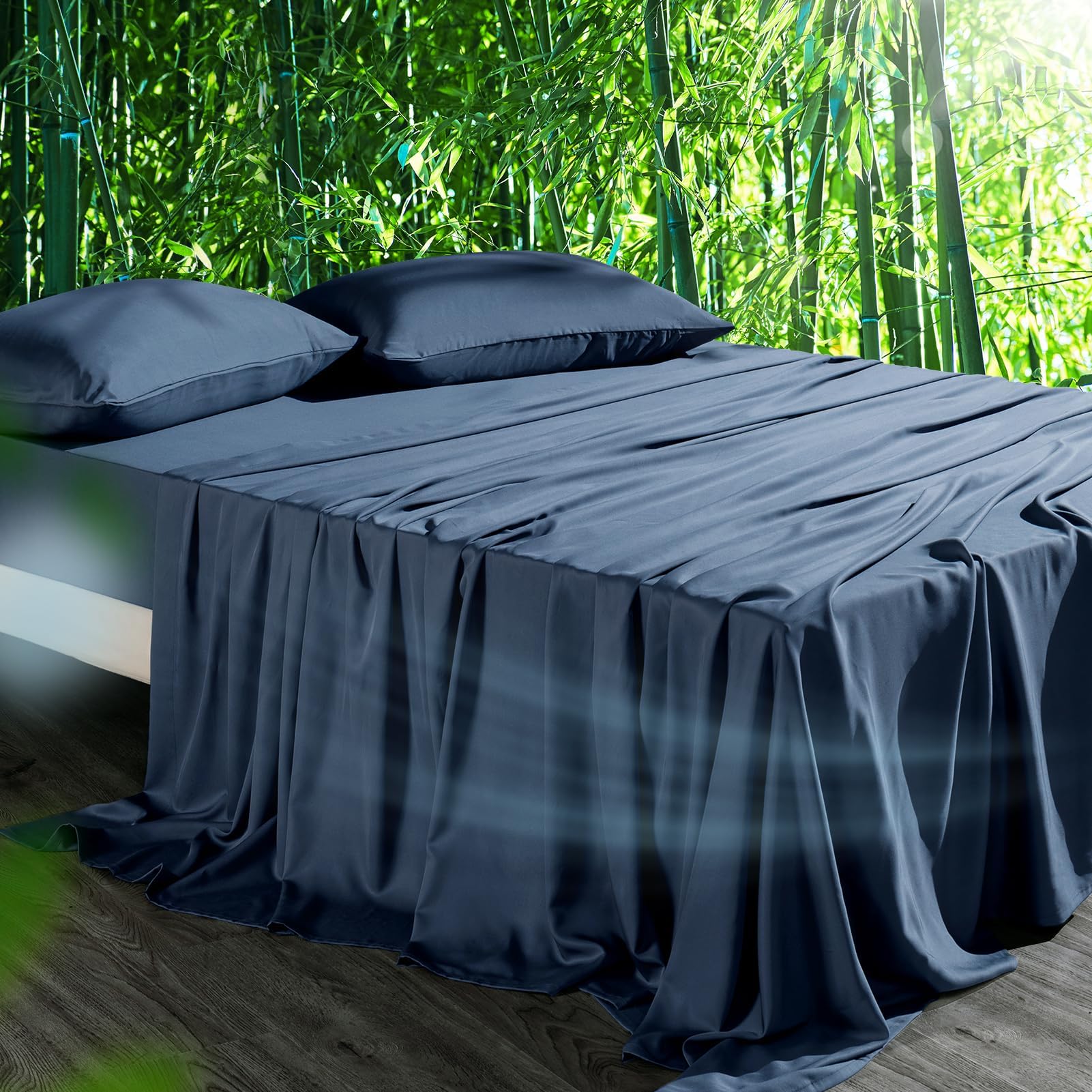 HOT SLEEPER SHEETS vue avant du package montrant couleur navy et luxe