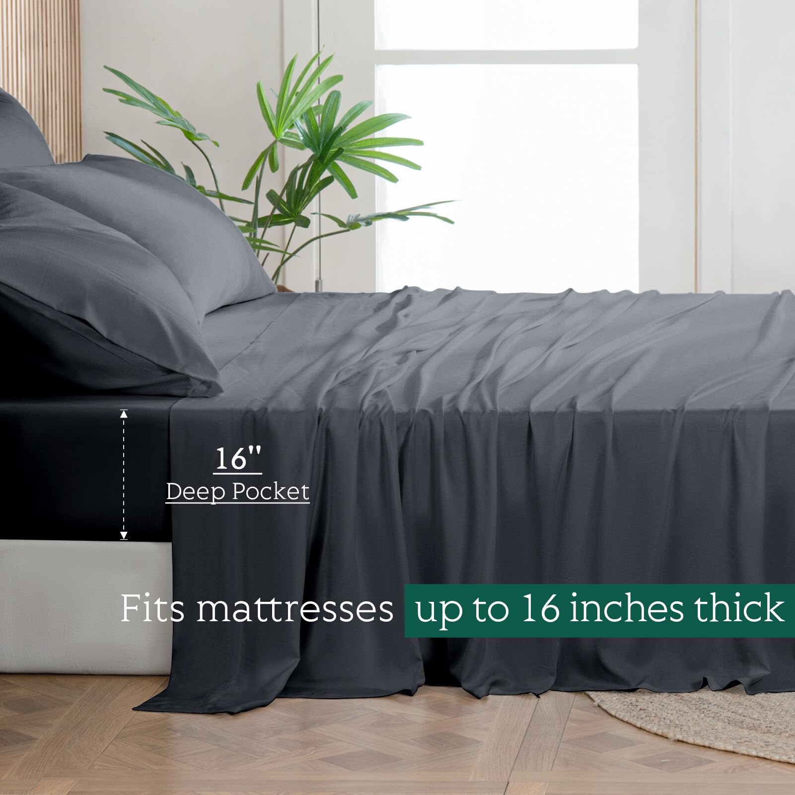 HOT SLEEPER SHEETS housse ajustée sur matelas épais montrant maintien sécurisé