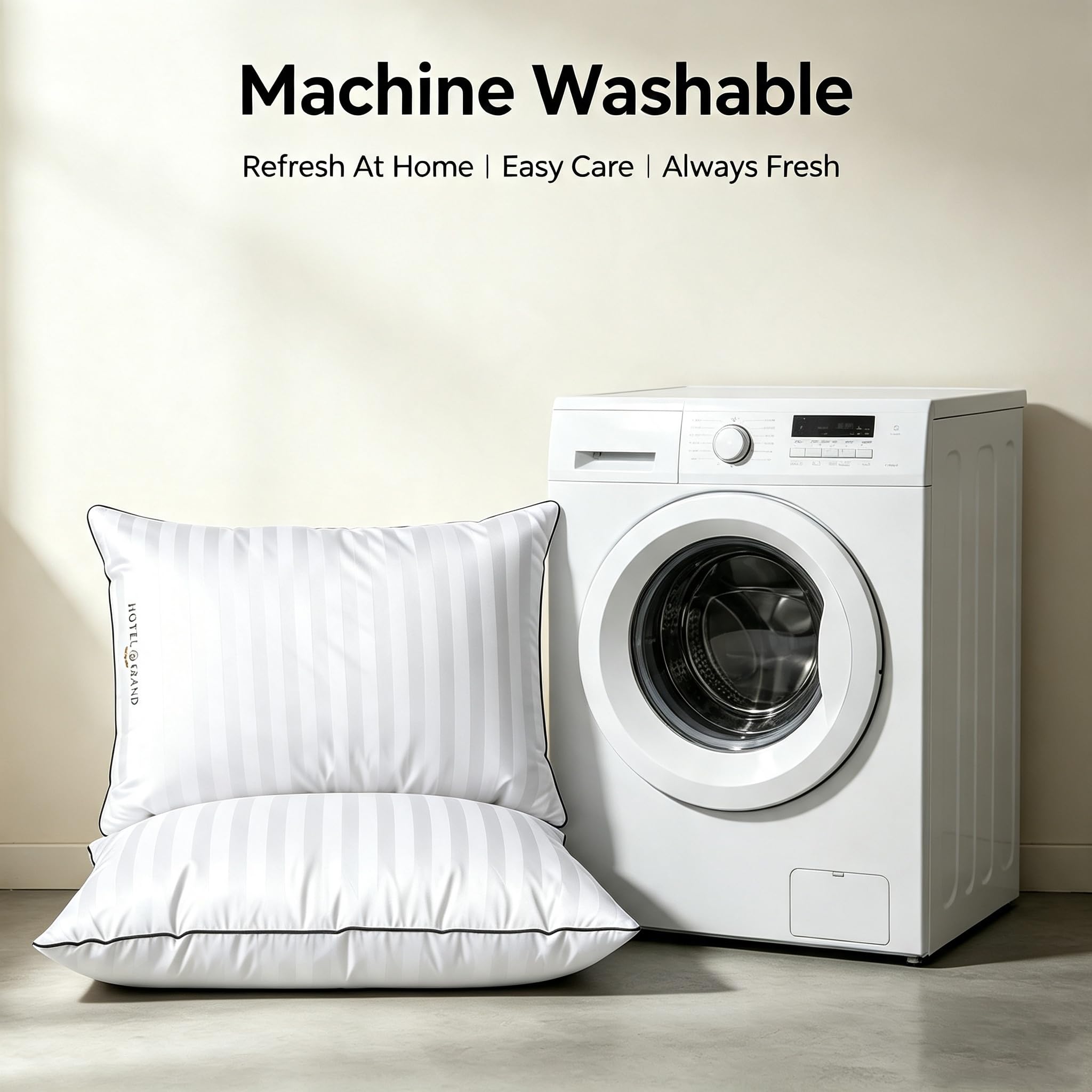 Hotel Grand oreillers dans machine illustrant lavage facile et entretien