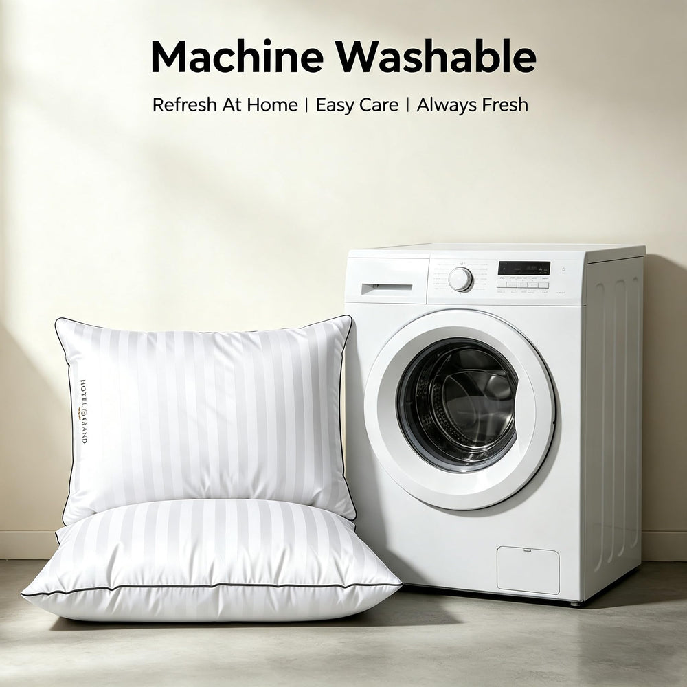 Hotel Grand oreillers dans machine illustrant lavage facile et entretien