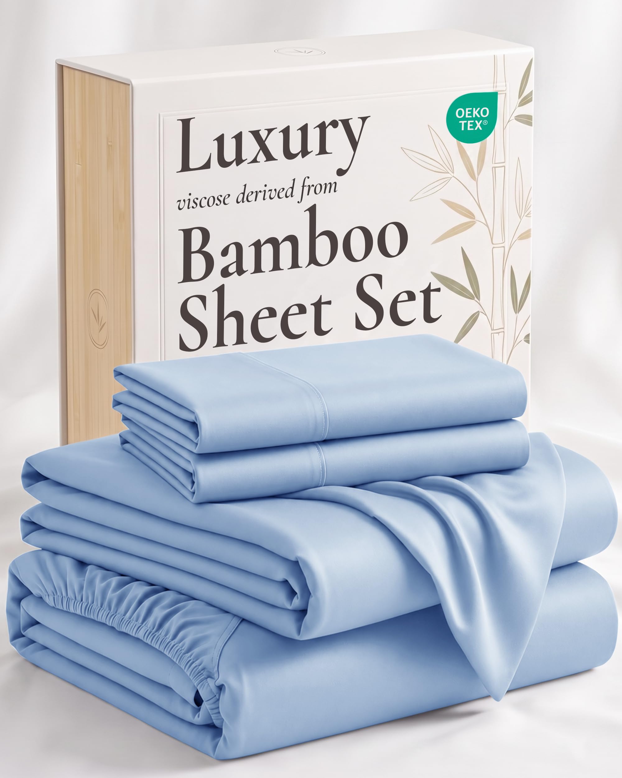 Hotel Sheets Direct drap plat bleu clair montrant une finition élégante et confortable