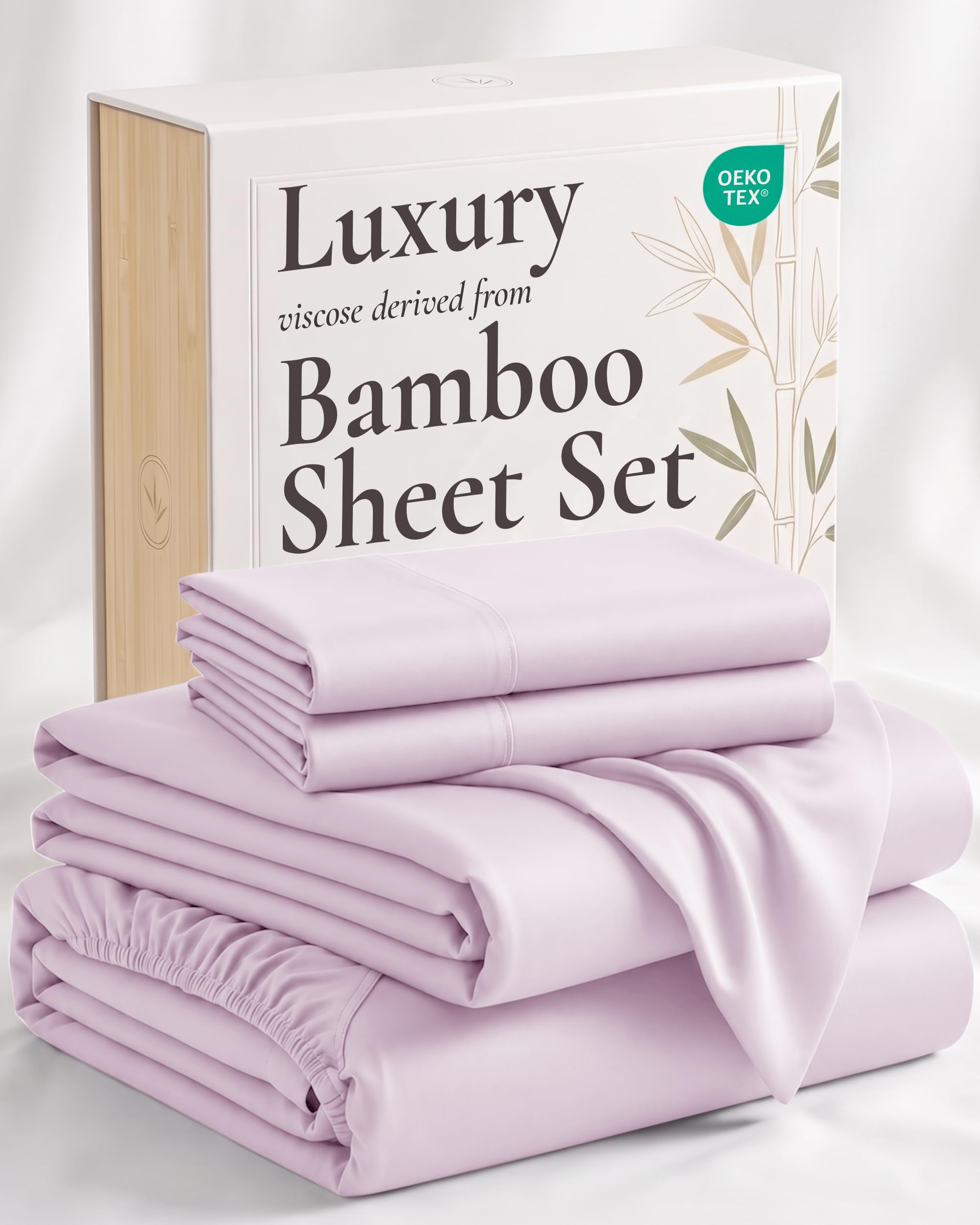 Hotel Sheets Direct face du paquet rose pâle montrant la parure et son luxe