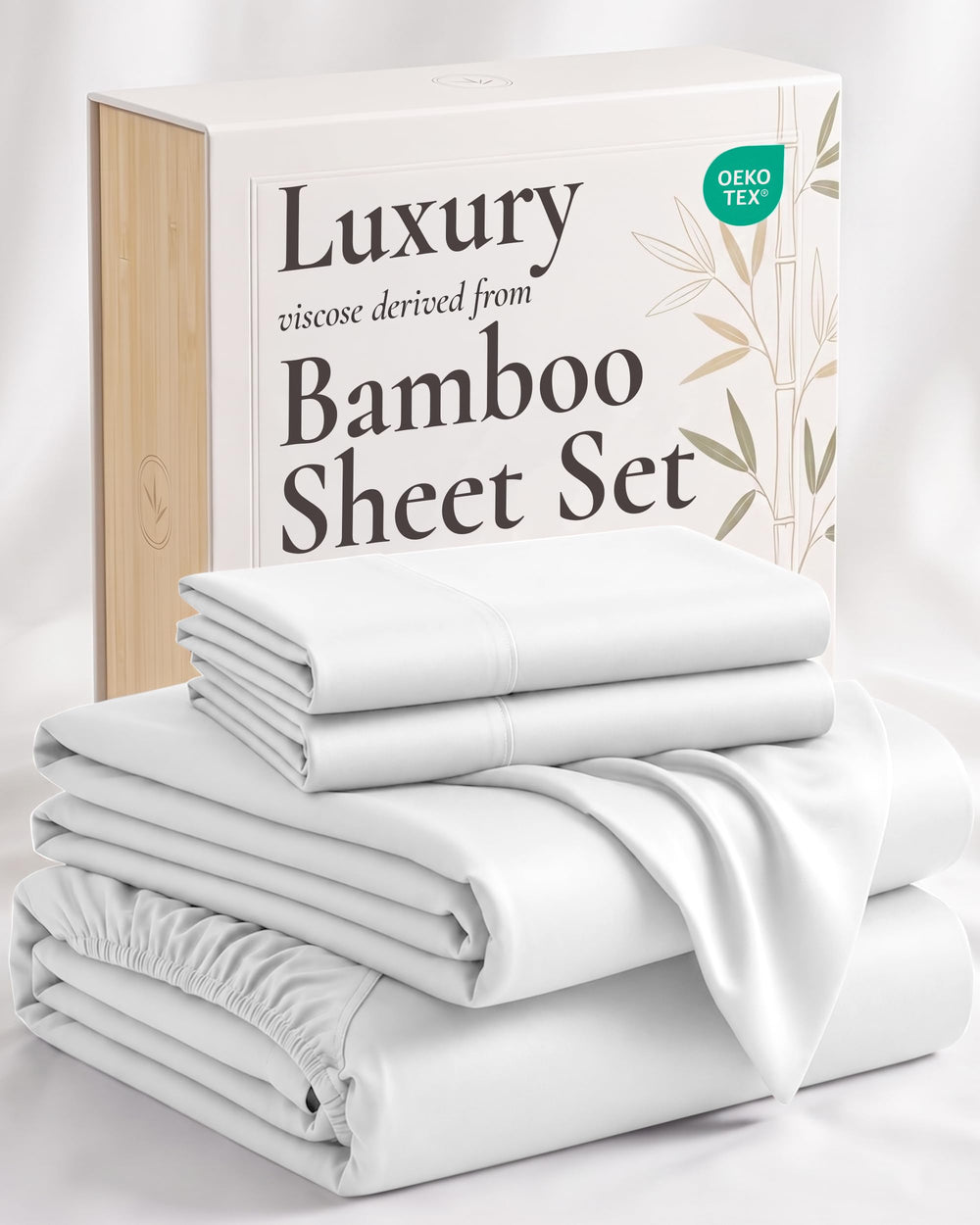 Hotel Sheets Direct vue avant de la parure queen montrant finition satinée et élégance
