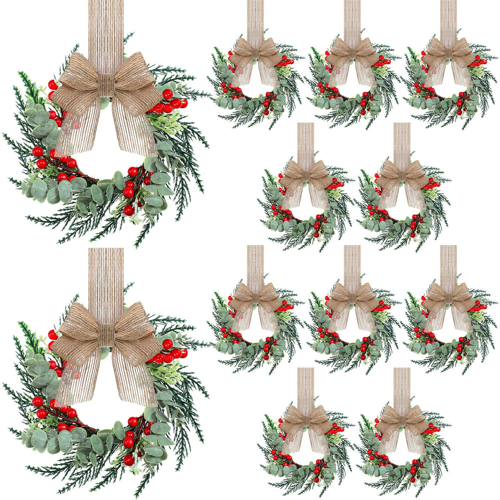 Hotop couronne mini face avant vert et baies rouges, décoration instantanée