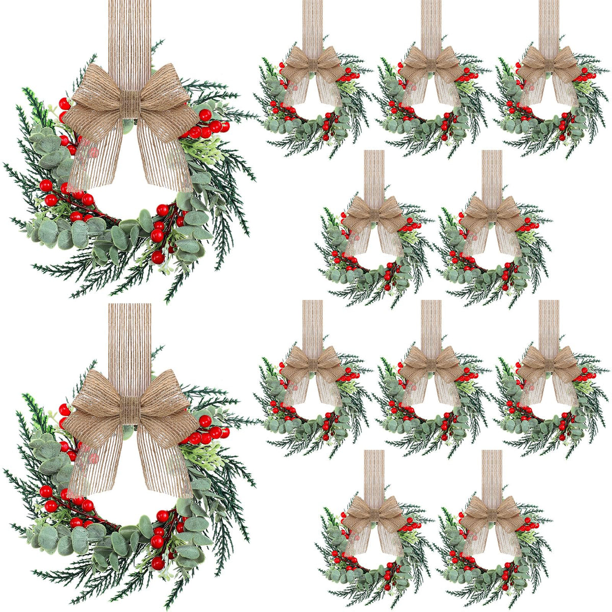 Hotop couronne mini face avant vert et baies rouges, décoration instantanée