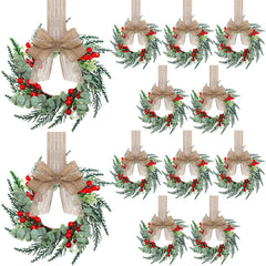 Hotop couronne mini face avant vert et baies rouges, décoration instantanée