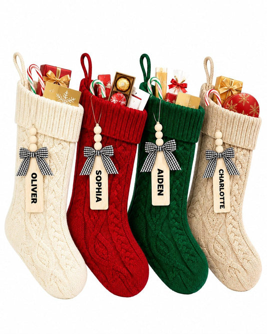 houscly bas de Noël devant lot de quatre couleurs, déco coordonnée