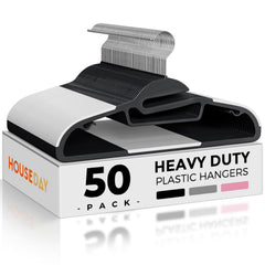 HOUSE DAY pack de 50 cintres noirs, rangement optimisé