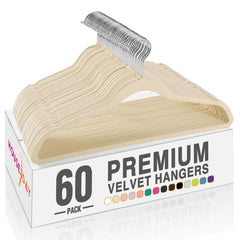 HOUSE DAY lot 60 cintres velours beige pour organisation optimale