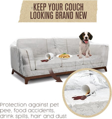 Houseables housse en usage avec chien protégeant le canapé