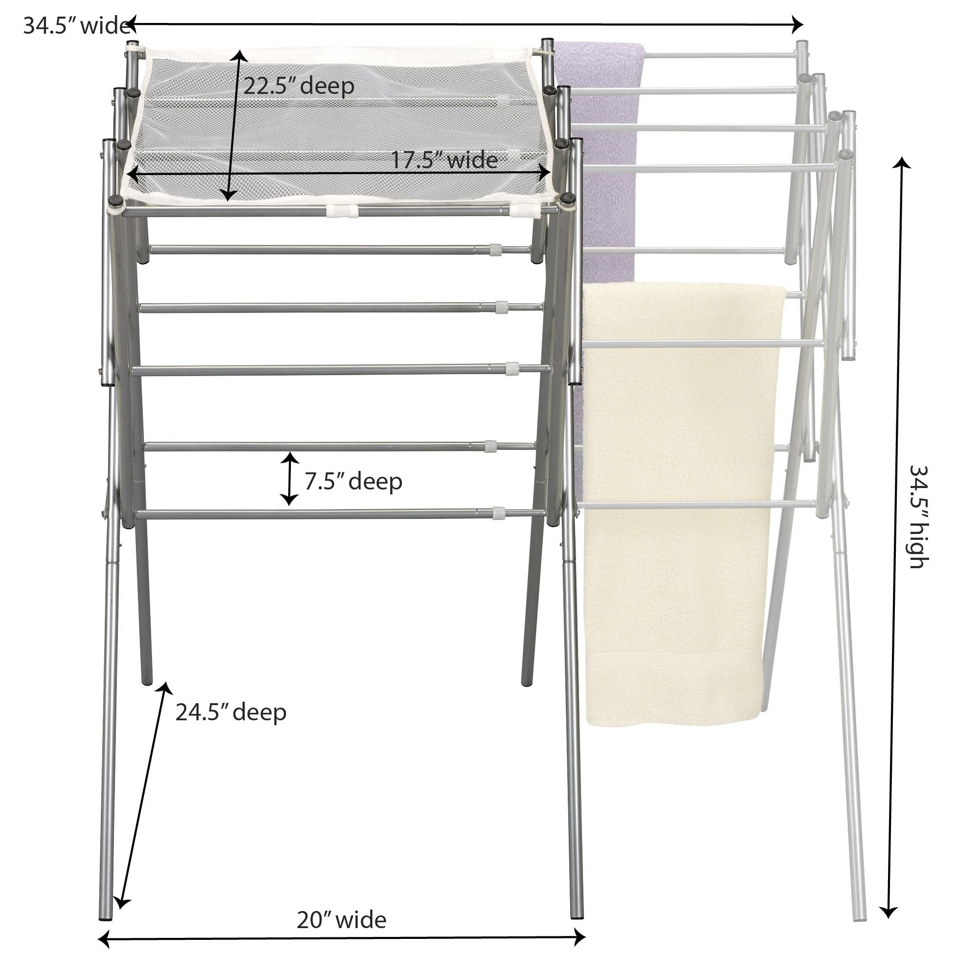 Household Essentials séchoir à côté d'une chaise pour montrer échelle et dimensions